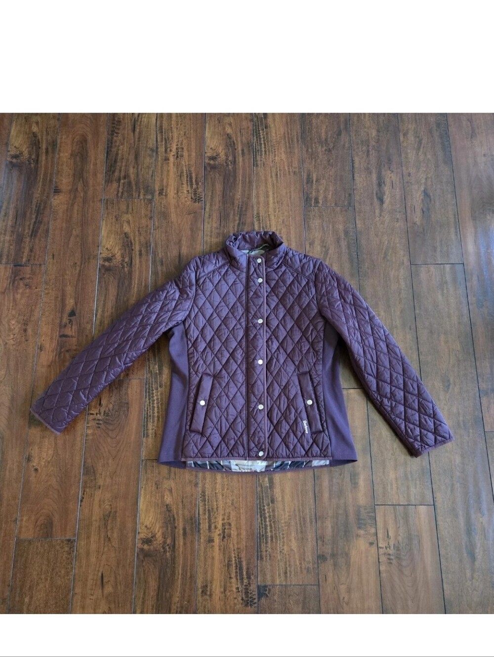 Barbour Yarrow Quilted Puffer Zip-Up Lightweight Black Cherry Jacket US Size 12 - Picture 2 of 16